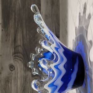 Send Me Offers! Vintage Viking Epic Water Element Swing Splash Cobalt Glass Bowl